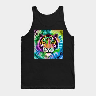 Tie-Dye Tiger Head Painting Tank Top